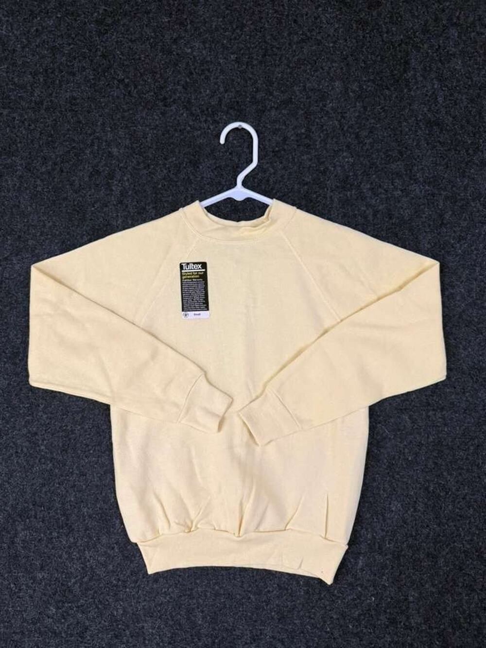 Vintage Tultex Blank Sweatshirt Men's S Cream USA Made NWT Raglan